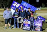 Rick Abreu (24) won the Kings of the West NRC Sprint Car Main at Keller Auto Speedway Saturday night in Hanford.